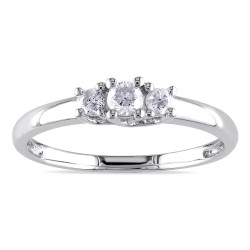 White Gold 1/4ct TDW Diamond 3-stone Promise Ring - Handcrafted By Name My Rings™