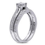 White Gold 1/4ct TDW Diamond Princess-cut Bridal Ring Set - Handcrafted By Name My Rings™