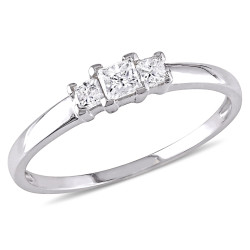 White Gold 1/4ct TDW Diamond Three-Stone Ring - Handcrafted By Name My Rings™