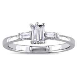 White Gold 1/4ct TDW Parallel Baguette-cut Diamond Engagement Ring - Handcrafted By Name My Rings™