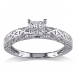 White Gold 1/4ct TDW Princess Cut Diamond Ring - Handcrafted By Name My Rings™