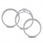 White Gold 1/4ct TDW Princess and Marquise-cut Diamond 3-stone Bridal Ring Set - Handcrafted By Name My Rings™