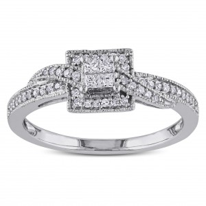 White Gold 1/4ct TDW Princess-cut Diamond Ring - Handcrafted By Name My Rings™