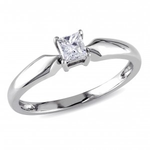 White Gold 1/4ct TDW Princess-cut Diamond Solitaire Ring - Handcrafted By Name My Rings™
