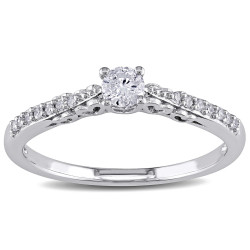 White Gold 1/4ct TDW Round Diamond Heart Profile Ring - Handcrafted By Name My Rings™