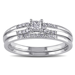White Gold 1/5ct TDW Diamond Bridal Ring Set - Handcrafted By Name My Rings™