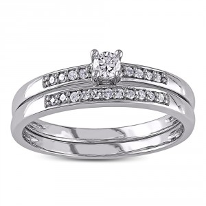 White Gold 1/5ct TDW Diamond Bridal Set - Handcrafted By Name My Rings™