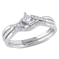 White Gold 1/5ct TDW Diamond Bridal Set - Handcrafted By Name My Rings™