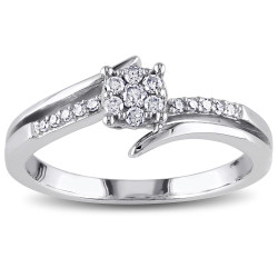 White Gold 1/5ct TDW Diamond Cluster Promise Ring - Handcrafted By Name My Rings™