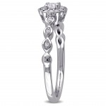 White Gold 1/5ct TDW Diamond Halo Flower Promise Ring - Handcrafted By Name My Rings™