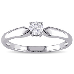 White Gold 1/5ct TDW Diamond Solitaire Engagement Ring - Handcrafted By Name My Rings™
