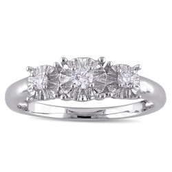 White Gold 1/6ct TDW Diamond 3-Stone Engagement Ring - Handcrafted By Name My Rings™