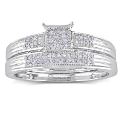 White Gold 1/6ct TDW Diamond Bridal Ring Set - Handcrafted By Name My Rings™