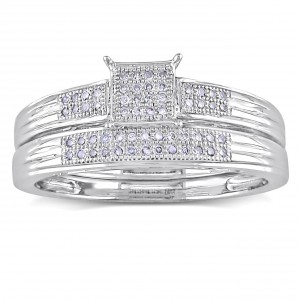 White Gold 1/6ct TDW Diamond Bridal Ring Set - Handcrafted By Name My Rings™