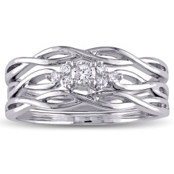 White Gold 1/6ct TDW Diamond Infinity Bridal Ring Set - Handcrafted By Name My Rings™