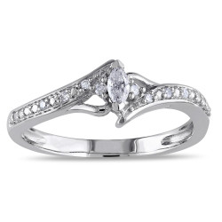 White Gold 1/6ct TDW Marquise-cut Diamond Promise Ring - Handcrafted By Name My Rings™