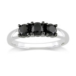 White Gold 1ct TDW Black Diamond 3-stone Ring - Handcrafted By Name My Rings™
