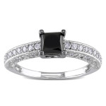 White Gold 1ct TDW Black Diamond Ring - Handcrafted By Name My Rings™