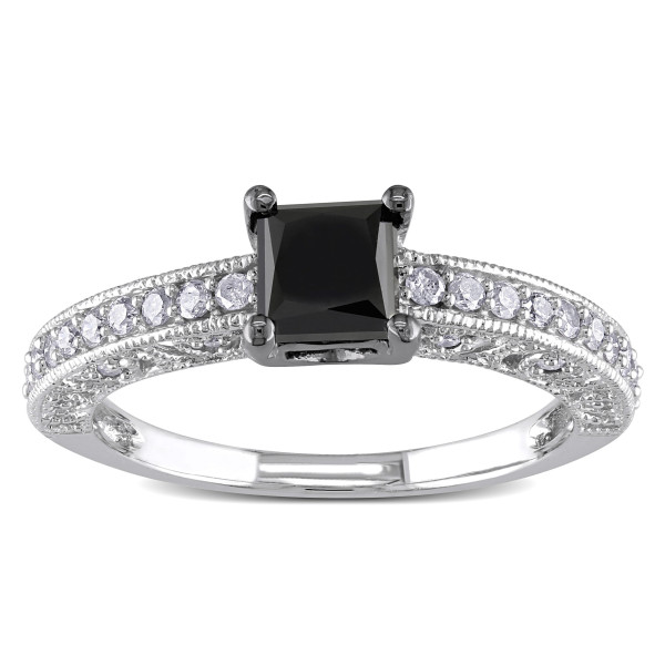 White Gold 1ct TDW Black Diamond Ring - Handcrafted By Name My Rings™