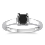 White Gold 1ct TDW Black Diamond Solitaire Ring - Handcrafted By Name My Rings™