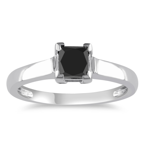 White Gold 1ct TDW Black Diamond Solitaire Ring - Handcrafted By Name My Rings™