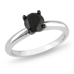 White Gold 1ct TDW Black Diamond Solitaire Ring - Handcrafted By Name My Rings™ White Gold 1ct TDW Black Diamond Solitaire Ring - Handcrafted By Name My Rings™