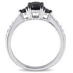 White Gold 1ct TDW Black and White Diamond 3-stone Engagement Ring - Handcrafted By Name My Rings™