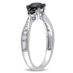 White Gold 1ct TDW Black and White Diamond 3-stone Engagement Ring - Handcrafted By Name My Rings™