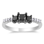 White Gold 1ct TDW Black and White Diamond Ring - Handcrafted By Name My Rings™