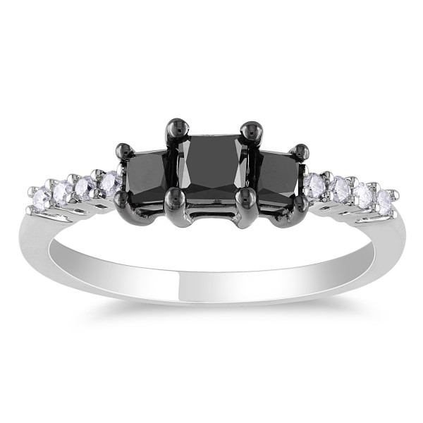 White Gold 1ct TDW Black and White Diamond Ring - Handcrafted By Name My Rings™