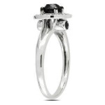 White Gold 1ct TDW Black and White Round Halo Diamond Ring - Handcrafted By Name My Rings™