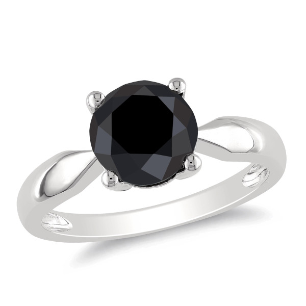 White Gold 2 1/2ct TDW Black Diamond Solitaire Engagement Ring - Handcrafted By Name My Rings™