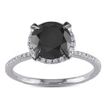 White Gold 2 3/4ct TDW Black and White Halo Diamond Solitaire Engagement Ring - Handcrafted By Name My Rings™