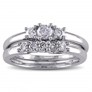 White Gold 2/5ct TDW Diamond Bridal Ring Set - Handcrafted By Name My Rings™