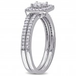 White Gold 2/5ct TDW Princess-cut Diamond Halo Bridal Ring Set - Handcrafted By Name My Rings™