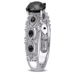 White Gold 2ct TDW Black and White Diamond Vintage Engagement Ring - Handcrafted By Name My Rings™