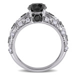 White Gold 2ct TDW Black and White Diamond Vintage Engagement Ring - Handcrafted By Name My Rings™