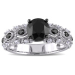 White Gold 2ct TDW Black and White Diamond Vintage Engagement Ring - Handcrafted By Name My Rings™