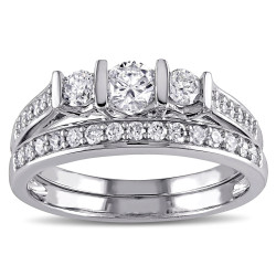 White Gold 3/4ct TDW Diamond Bridal Ring Set - Handcrafted By Name My Rings™