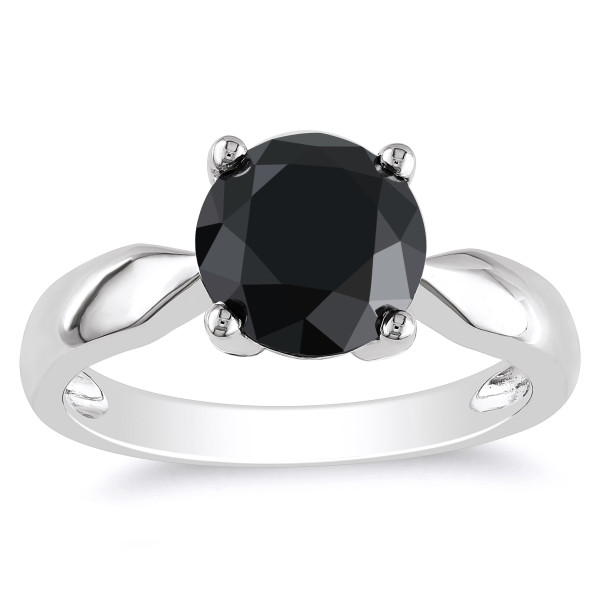 White Gold 3ct TDW Black Diamond Solitaire Ring - Handcrafted By Name My Rings™