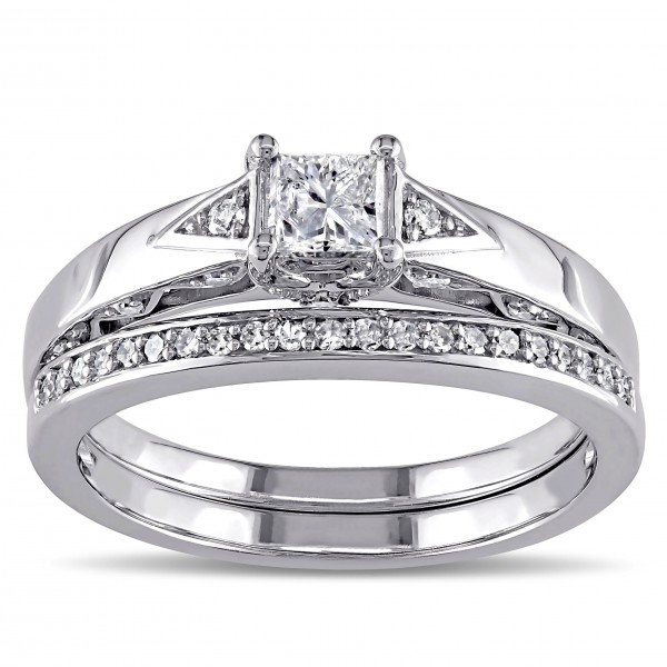 White Gold 5/8ct TDW Diamond Bridal Ring Set - Handcrafted By Name My Rings™