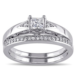 White Gold 5/8ct TDW Diamond Bridal Ring Set - Handcrafted By Name My Rings™