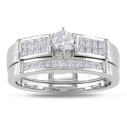 White Gold 5/8ct TDW Diamond Bridal Ring Set - Handcrafted By Name My Rings™