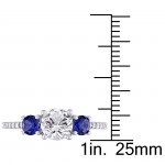White Gold Created Sapphire and Diamond Ring - Handcrafted By Name My Rings™