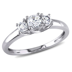 White Gold Created White Sapphire Ring - Handcrafted By Name My Rings™