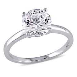 White Gold Created White Sapphire Solitaire Engagement Ring - Handcrafted By Name My Rings™