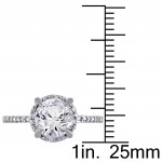 White Gold Created White Sapphire and Diamond Accent Halo Engagement Ring - Handcrafted By Name My Rings™
