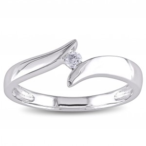 White Gold Diamond Accent Bypass Ring - Handcrafted By Name My Rings™