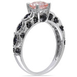 White Gold Gemstone and 1/4ct TDW Black Diamond Ring - Handcrafted By Name My Rings™