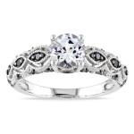 White Gold Gemstone and 1/4ct TDW Black Diamond Ring - Handcrafted By Name My Rings™